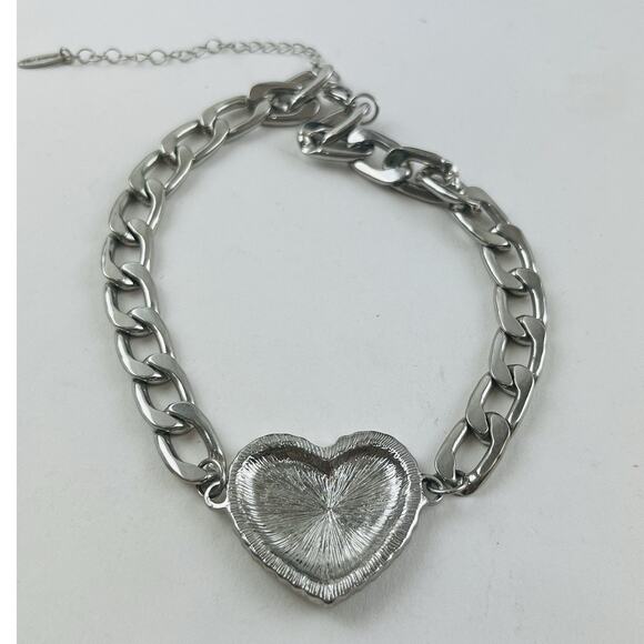 Dolls Kill Delia's Necklace Silver Tone Heavy Cuban Link 90's Y2K Retro Choker R - Picture 7 of 12